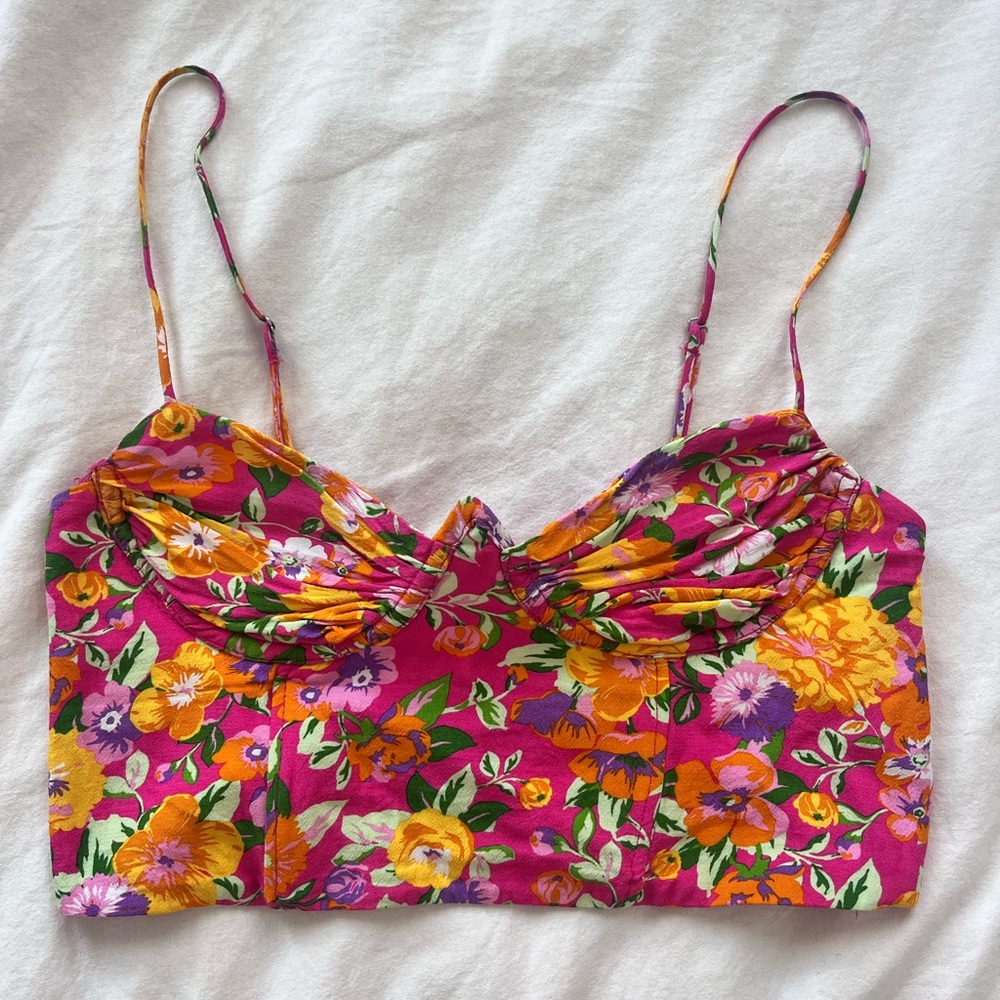Zara Floral Pink Crop Top